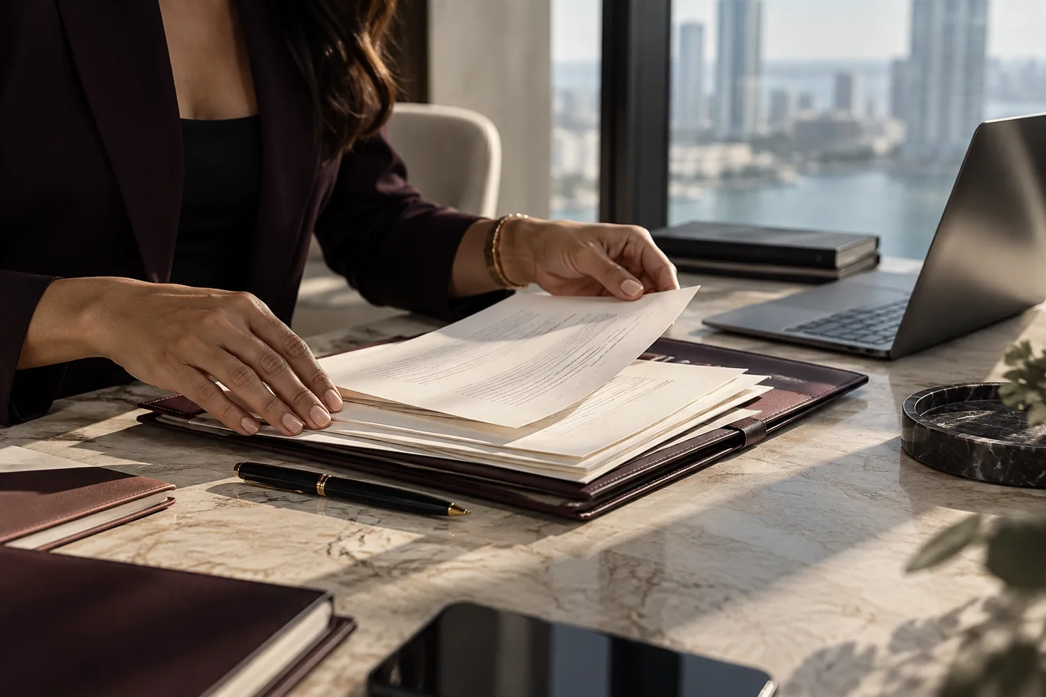 Revisión de un expediente empresarial y documentación financiera